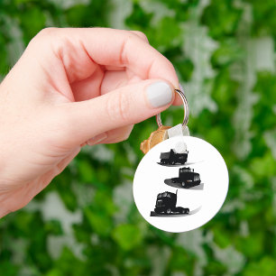 Rustic Three Black Trucks Vintage Truck Design  Key Ring