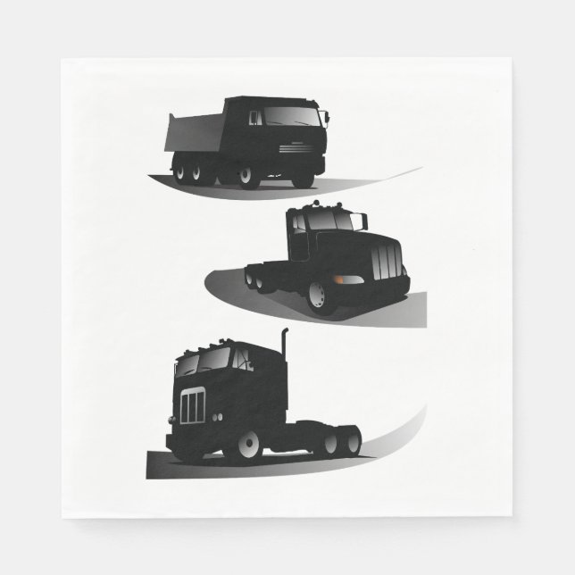 Rustic Three Black Trucks Vintage Truck Design  Napkin (Front)