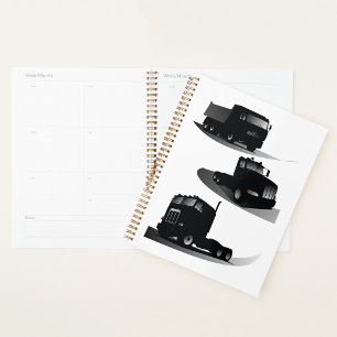 Rustic Three Black Trucks Vintage Truck Design Planner