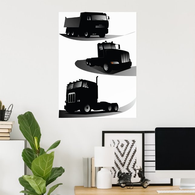Rustic Three Black Trucks Vintage Truck Design  Poster (Creator Uploaded)
