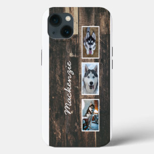 Rustic Three Photo Wood Collage Name Case-Mate i iPhone 13 Case