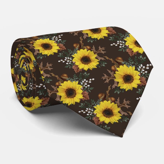 rustic tiled sunflower pattern  tie (Rolled)