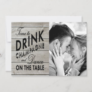 Rustic Time to Drink Champagne Holiday Photo Card