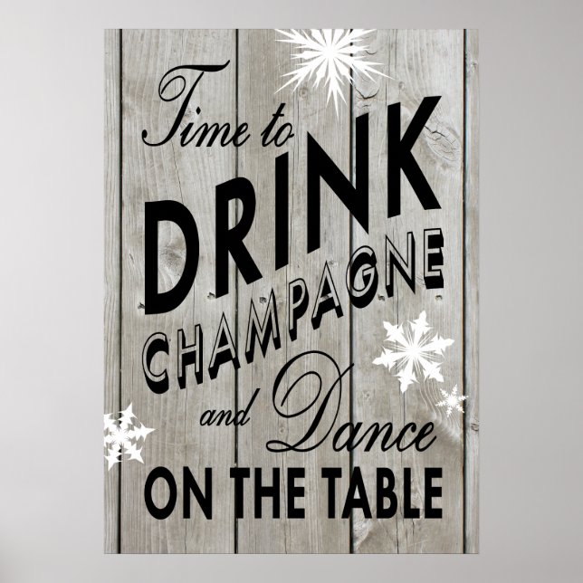 Rustic Time to Drink Champagne Holiday Poster (Front)