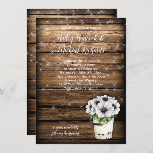 Rustic Tin Bucket Anemones Sparkles Invitation