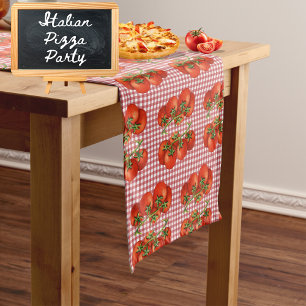 Rustic Tomato Red Gingham Italian Party Decor  Short Table Runner
