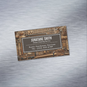 Rustic Tools Carpenter Handyman Woodworker Magnetic Business Card