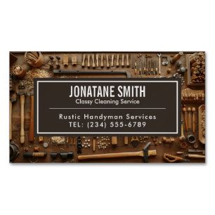 Rustic Tools Carpenter Handyman Woodworker Magnetic Business Card