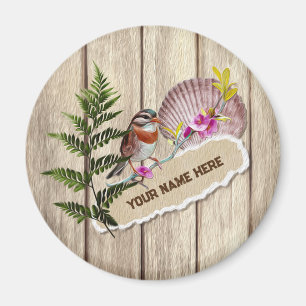 Rustic Torn Paper Wood Oil Paint Personalise Name Magnet