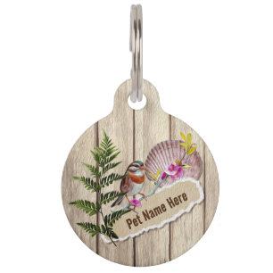 Rustic Torn Paper Wood Oil Paint Personalise Name Pet Tag