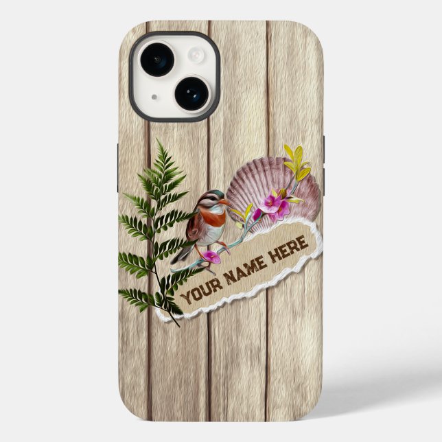 Rustic Torn Paper Wood Oil Paint Personalize Name Case-Mate iPhone Case (Back)