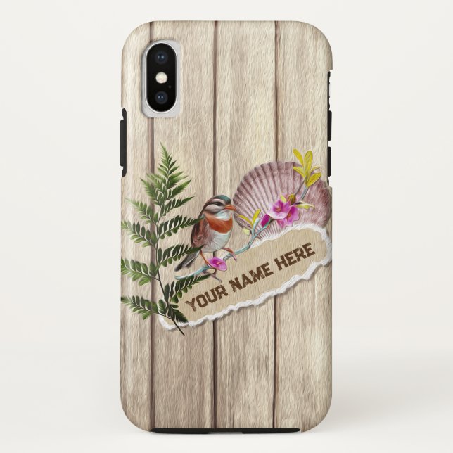 Rustic Torn Paper Wood Oil Paint Personalize Name Case-Mate iPhone Case (Back)