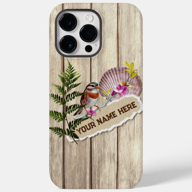 Rustic Torn Paper Wood Oil Paint Personalize Name Case-Mate iPhone Case (Back)