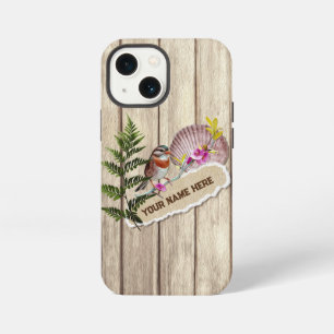Rustic Torn Paper Wood Oil Paint Personalize Name iPhone 13 Mini Case