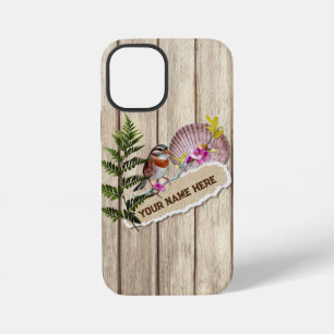 Rustic Torn Paper Wood Oil Paint Personalize Name iPhone 12 Mini Case