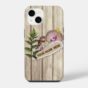 Rustic Torn Paper Wood Oil Paint Personalize Name iPhone 14 Case