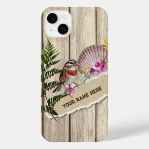 Rustic Torn Paper Wood Oil Paint Personalize Name iPhone 14 Plus Case