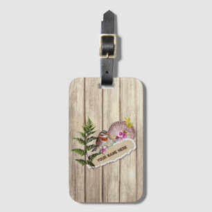 Rustic Torn Paper Wood Oil Paint Personalize Name Luggage Tag