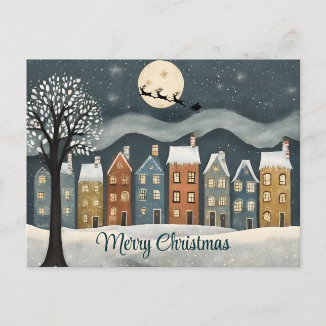 Rustic Town Christmas Postcard (Front)