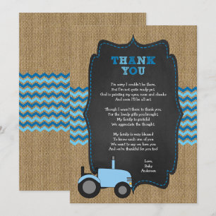 Rustic Tractor BOY Baby Shower thank you Invitatio Invitation