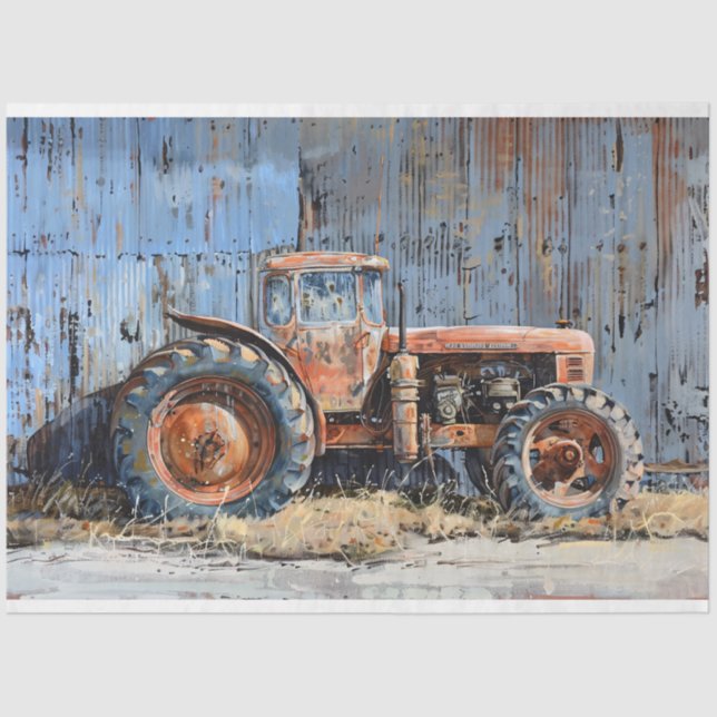 Rustic Tractor Decoupage Tissue Paper (Front)