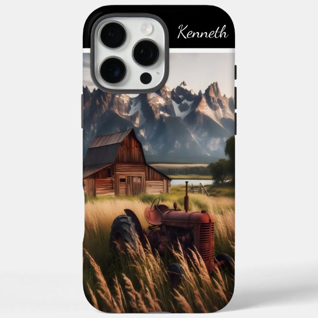 Rustic Tractor Under Snowy Peaks Case-Mate iPhone Case (Back)