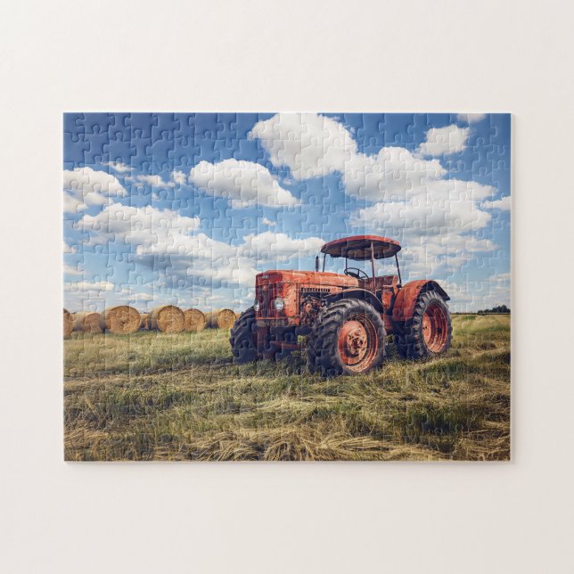 Rustic Tractor with Hay Bales  Jigsaw Puzzle (Horizontal)