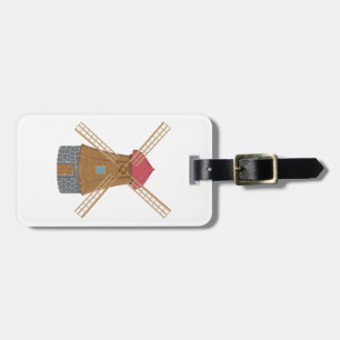 Rustic Traditional Wooden Windmill Luggage Tag