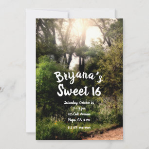 Rustic Trail Floral Enchanted Forest Sweet 16  Invitation