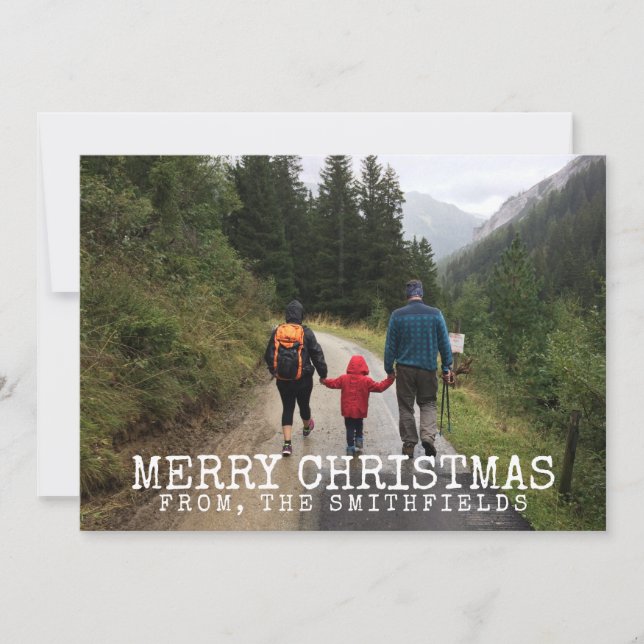 Rustic Travel Mountainous Hike Family Christmas Holiday Card (Front)
