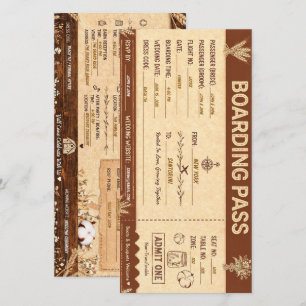 Rustic Travel Themed Boarding Pass Wedding Invitat Save The Date