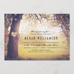 Rustic Tree and Carved Heart Bridal Shower Invitation