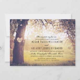Rustic Tree and Carved Heart Engagement Party Invitation