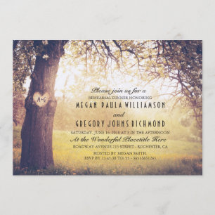 Rustic Tree and Carved Heart Rehearsal Dinner Invitation