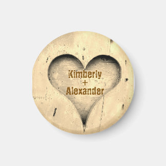 Rustic Tree and Heart Couple's Names Gift Magnet
