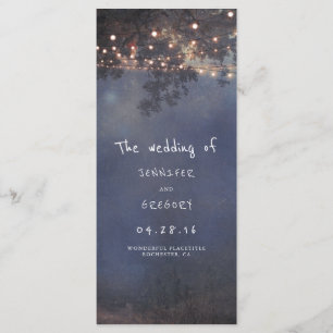 Rustic Tree and String Lights Wedding Programs Programme