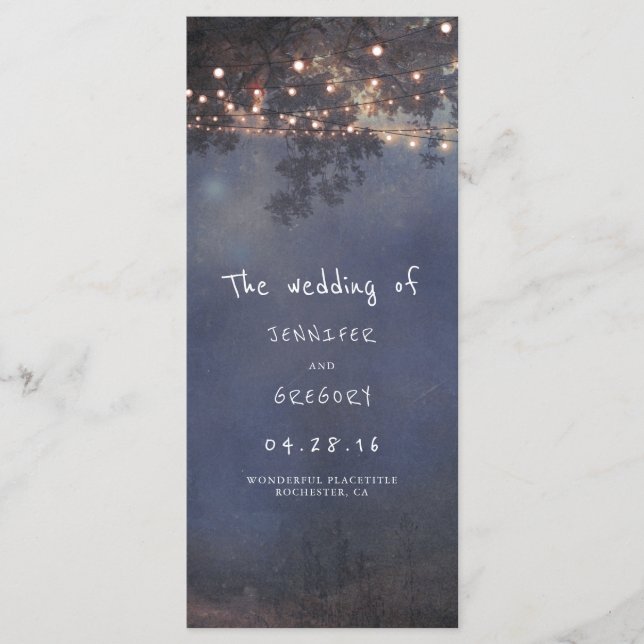 Rustic Tree and String Lights Wedding Programs Programme (Front)