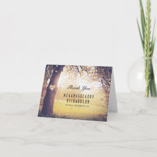 Rustic Tree and Wood Heart Wedding Thank You