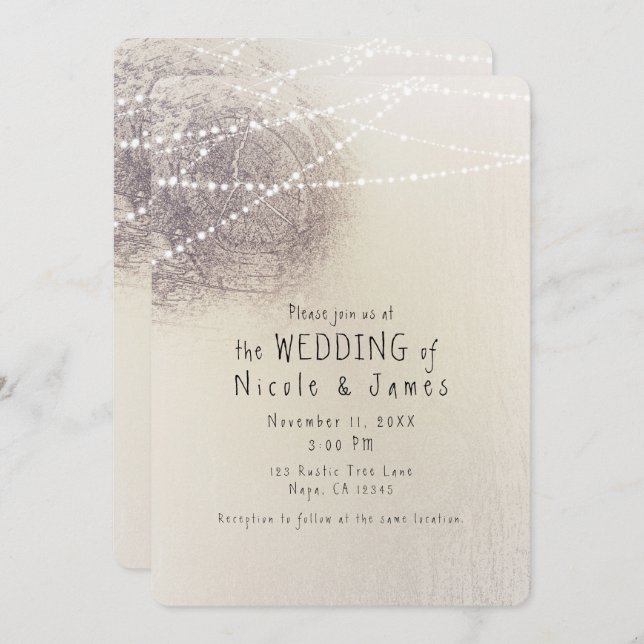 Rustic Tree Bark Country Barn Minimal Wedding Invitation (Front/Back)