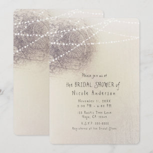 Rustic Tree Bark Country Minimal Bridal Shower Invitation