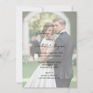 Rustic Tree Bark Heart Gradient Photo Wedding Invitation