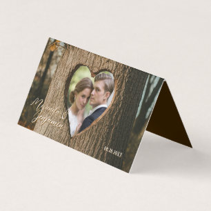 Rustic Tree Bark Heart Photo Table Number Card