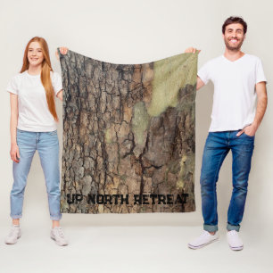 Rustic tree bark, outdoor natural pattern fleece blanket