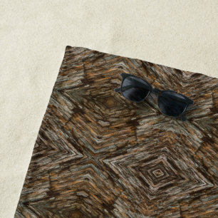 Rustic Tree Bark Photo Southwest Diamond Pattern Beach Towel