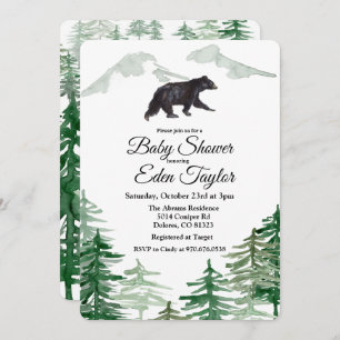 Rustic Tree Bear Baby Shower Invitation