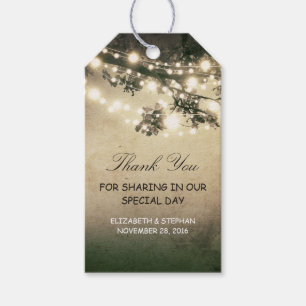 Rustic Tree Brances Lights Wedding Thank You Gift Tags