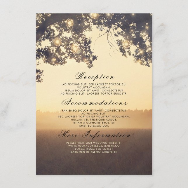 Rustic Tree Branches Dreamy Wedding Details Insert (Front)