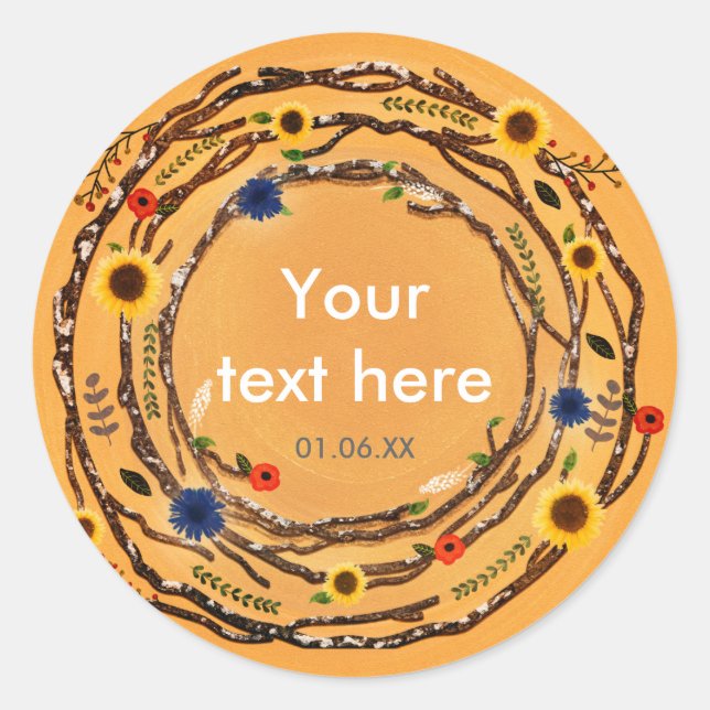 Rustic Tree Branches Floral Yellow Spring Stickers (Front)