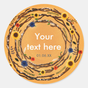 Rustic Tree Branches Floral Yellow Spring Stickers