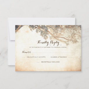 Rustic Tree Branches Outdoor Wedding RSVP Card